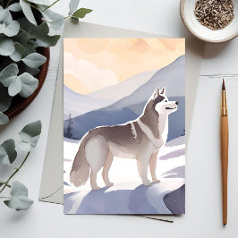 Alaskan Husky | Dog Mountain Aquarel Briefkaart