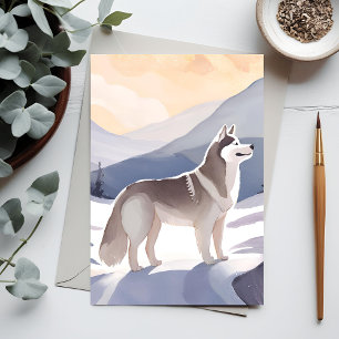 Alaskan Husky   Dog Mountain Aquarel Briefkaart