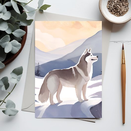 Alaskan Husky | Dog Mountain Aquarel Briefkaart