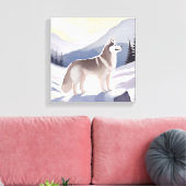 Alaskan Husky | Dog Mountain Aquarel Canvas Afdruk (Insitu (Woonkamer))