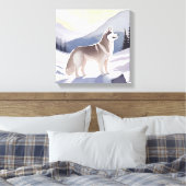 Alaskan Husky | Dog Mountain Aquarel Canvas Afdruk (Insitu (Slaapkamer))