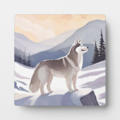 Alaskan Husky | Dog Mountain Aquarel Fotoplaat (Voorkant)