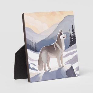 Alaskan Husky Dog Mountain Aquarel Fotoplaat