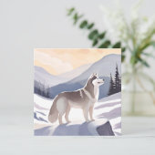Alaskan Husky | Dog Mountain Aquarel Kaart (Staand voorkant)