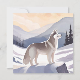 Alaskan Husky | Dog Mountain Aquarel Kaart