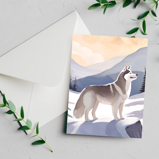 Alaskan Husky | Dog Mountain Aquarel Kaart