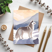 Alaskan Husky | Dog Mountain Aquarel Kaart