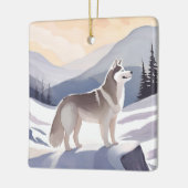 Alaskan Husky | Dog Mountain Aquarel Keramisch Ornament (Links)