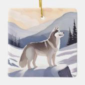Alaskan Husky | Dog Mountain Aquarel Keramisch Ornament (Voorkant)