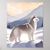 Alaskan Husky | Dog Mountain Aquarel Kunst Poster (Voorkant)