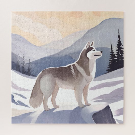 Alaskan Husky | Dog Mountain Aquarel Legpuzzel (Verticaal)