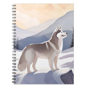 Alaskan Husky   Dog Mountain Aquarel Notitieboek