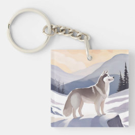 Alaskan Husky | Dog Mountain Aquarel Sleutelhanger
