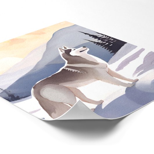 Alaskan Husky | Dog Mountain Watercolor Art Poster (Hoek)