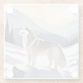 Alaskan Husky | Dog Mountain Watercolor Glazen Onderzetter (Achterkant)