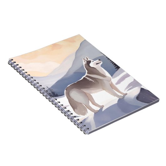 Alaskan Husky | Dog Mountain Watercolor Notitieboek (Rechterzijde)