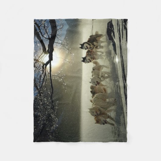 Alaskan Husky Dog Sled Race Fleece Deken (Voorkant)