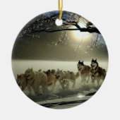 Alaskan Husky Dog Sled Race Keramisch Ornament (Voorkant)