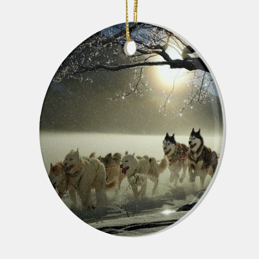 Alaskan Husky Dog Sled Race Keramisch Ornament (Links)