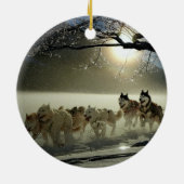 Alaskan Husky Dog Sled Race Keramisch Ornament (Achterkant)