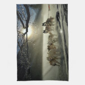 Alaskan Husky Dog Sled Race Theedoek (Verticaal)