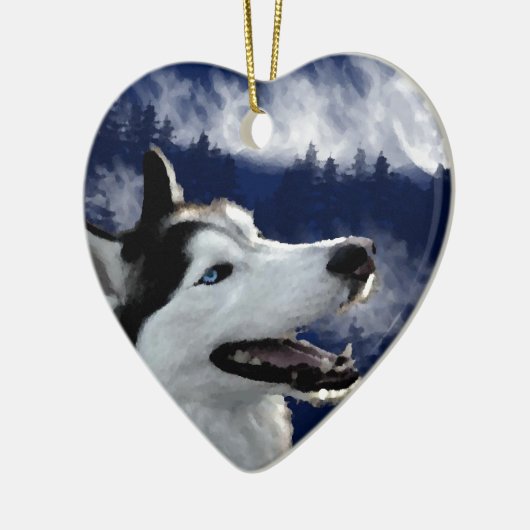Alaskan Husky Keramisch Ornament (Links)