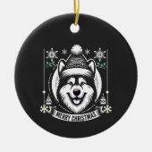 Alaskan husky Kerst hondenliefhebber cadeau Rendie Keramisch Ornament (Voorkant)