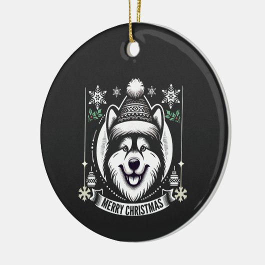 Alaskan husky Kerst hondenliefhebber cadeau Rendie Keramisch Ornament (Links)
