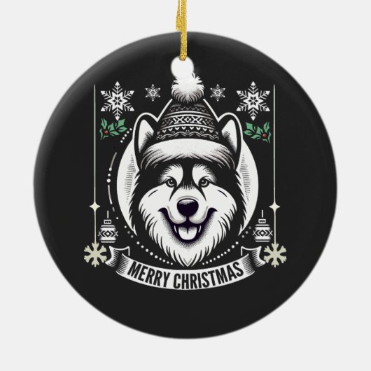 Alaskan husky Kerst hondenliefhebber cadeau Rendie Keramisch Ornament (Achterkant)
