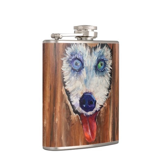 Alaskan Husky Sleddog Flask Heupfles (Rechts)