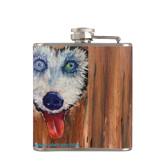 Alaskan Husky Sleddog Flask Heupfles (Achterkant)