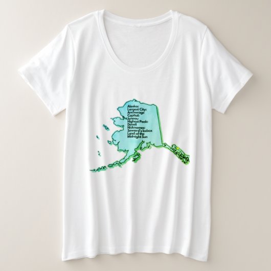 Alaskan-kaart en feiten grote maat t-shirt (Design voorkant)