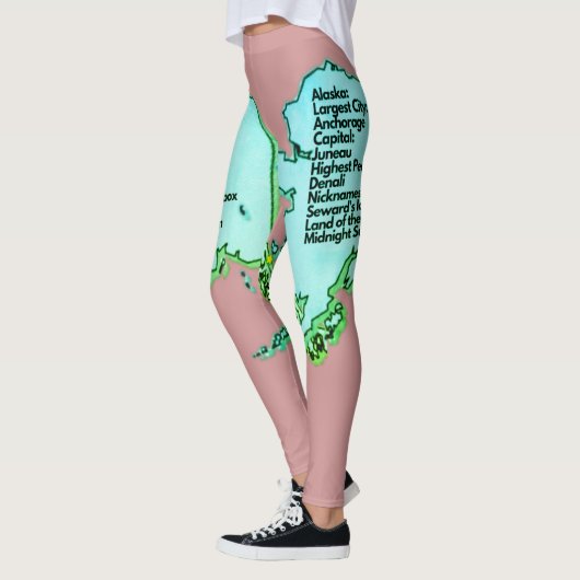 Alaskan-kaart en feiten leggings (Links)