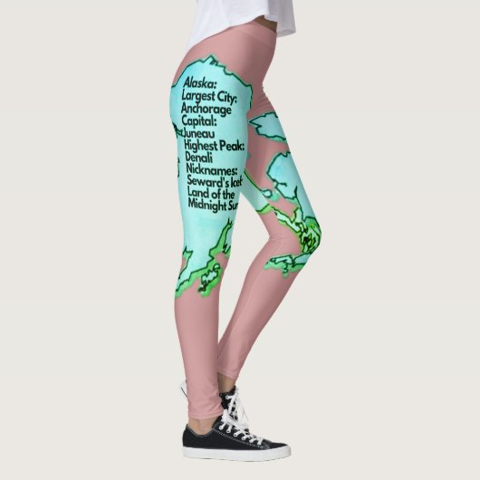 Alaskan-kaart en feiten leggings (Rechts)