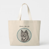 Alaskan Klee Kai AKK Husky Schilderen Schattigee D Grote Tote Bag (Achterkant)