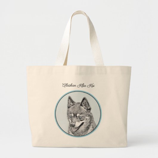 Alaskan Klee Kai AKK Husky Schilderen Schattigee D Grote Tote Bag (Voorkant)