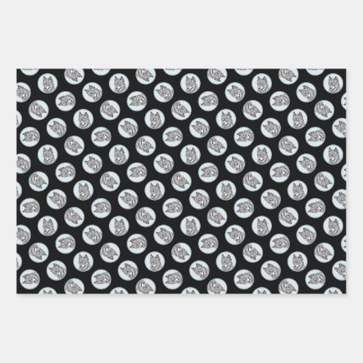 Alaskan Klee Kai AKK Husky Schilderen Schattigee D Inpakpapier Vel (Voorkant 3)