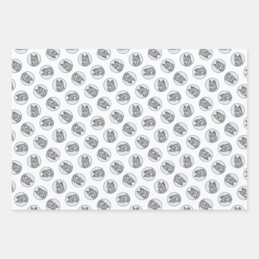 Alaskan Klee Kai AKK Husky Schilderen Schattigee D Inpakpapier Vel (Voorkant 2)