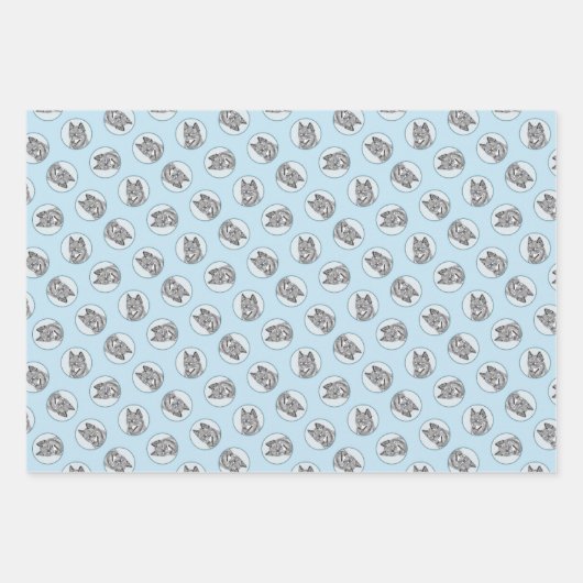 Alaskan Klee Kai AKK Husky Schilderen Schattigee D Inpakpapier Vel (Voorkant)