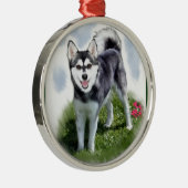 Alaskan Klee Kai Art Metalen Ornament (Rechts)