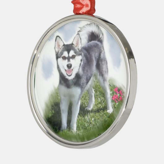 Alaskan Klee Kai Art Metalen Ornament (Links)