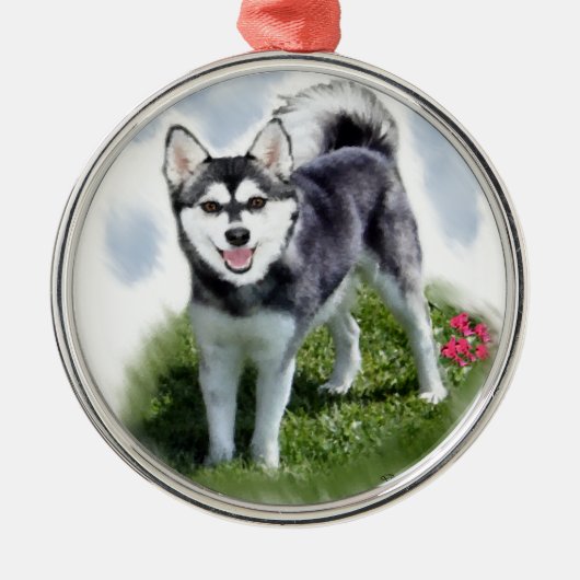 Alaskan Klee Kai Art Metalen Ornament (Voorkant)