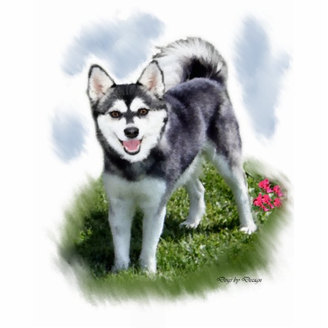 Alaskan Klee Kai Art Staand Fotobeeldje (Voorkant)