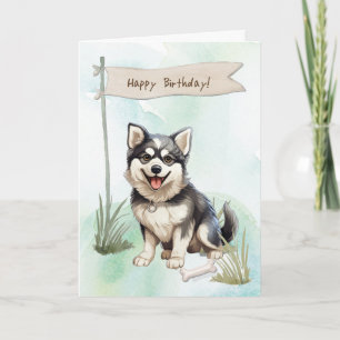 Alaskan Klee Kai Breed Hond Onder Verjaardagsbord Kaart