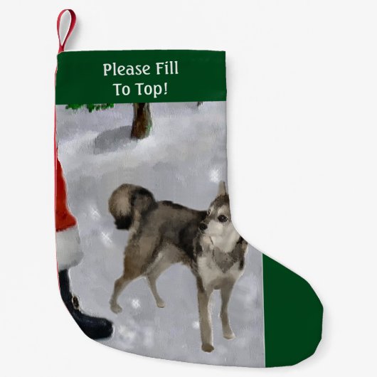 Alaskan Klee Kai Christmas Kleine Kerstsok (Voorkant)