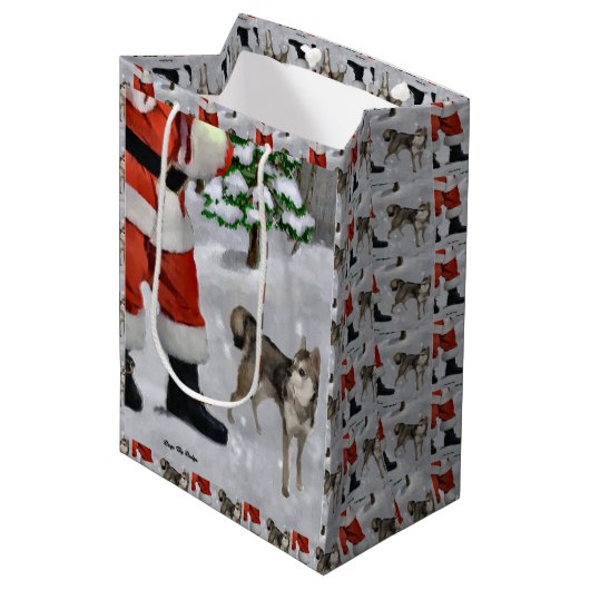 Alaskan Klee Kai Christmas Medium Cadeauzakje (Voorkant Gekanteld)