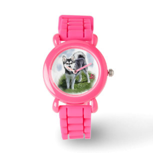Alaskan Klee Kai Dog Art Horloge