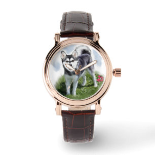 Alaskan Klee Kai Dog Art Horloge