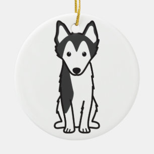Alaskan Klee Kai Dog Cartoon Keramisch Ornament