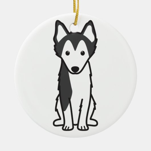 Alaskan Klee Kai Dog Cartoon Keramisch Ornament (Voorkant)
